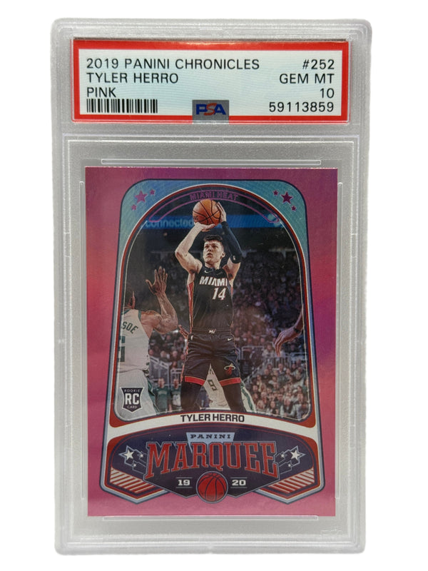 2019 Panini Chronicles Tyler Herro Pink Rookie Card #252 PSA 10 GEM MINT