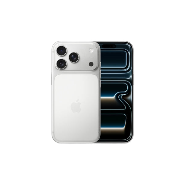 Two smartphones, one white and one black, on a light gray background