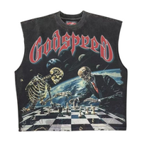 Godspeed Checkmate Ärmelloses T-Shirt Schwarz gewaschen
