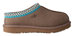 Brown UGG slippers with a decorative strap on a white background - Image 1