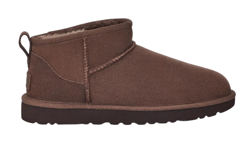 Brown suede ankle boot on a white background