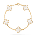 Van Cleef & Arpels Vintage Alhambra bracelet, 5 motifs 18K yellow gold, Mother-of-pearl