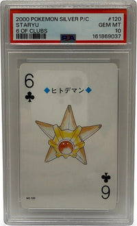 2000 Pokémon Silver Playing Cards Staryu 6 of Clubs #120 PSA 10 GEM MINT