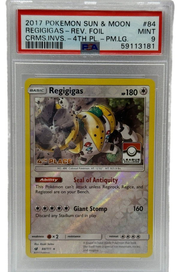 2017 Pokémon League Crismon Invasion Regigigas 2nd Place Reverse Holo 84/111 PSA 9 MINT