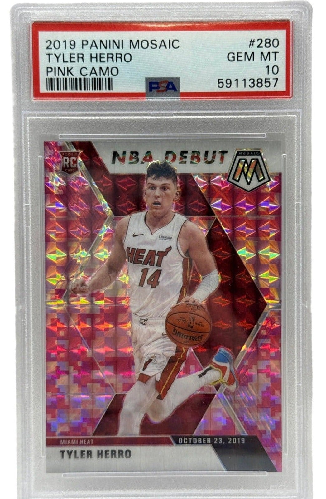 2019 Panini Mosaic Tyler Herro Pink Camo Rookie Card #280 PSA 10 GEM MINT