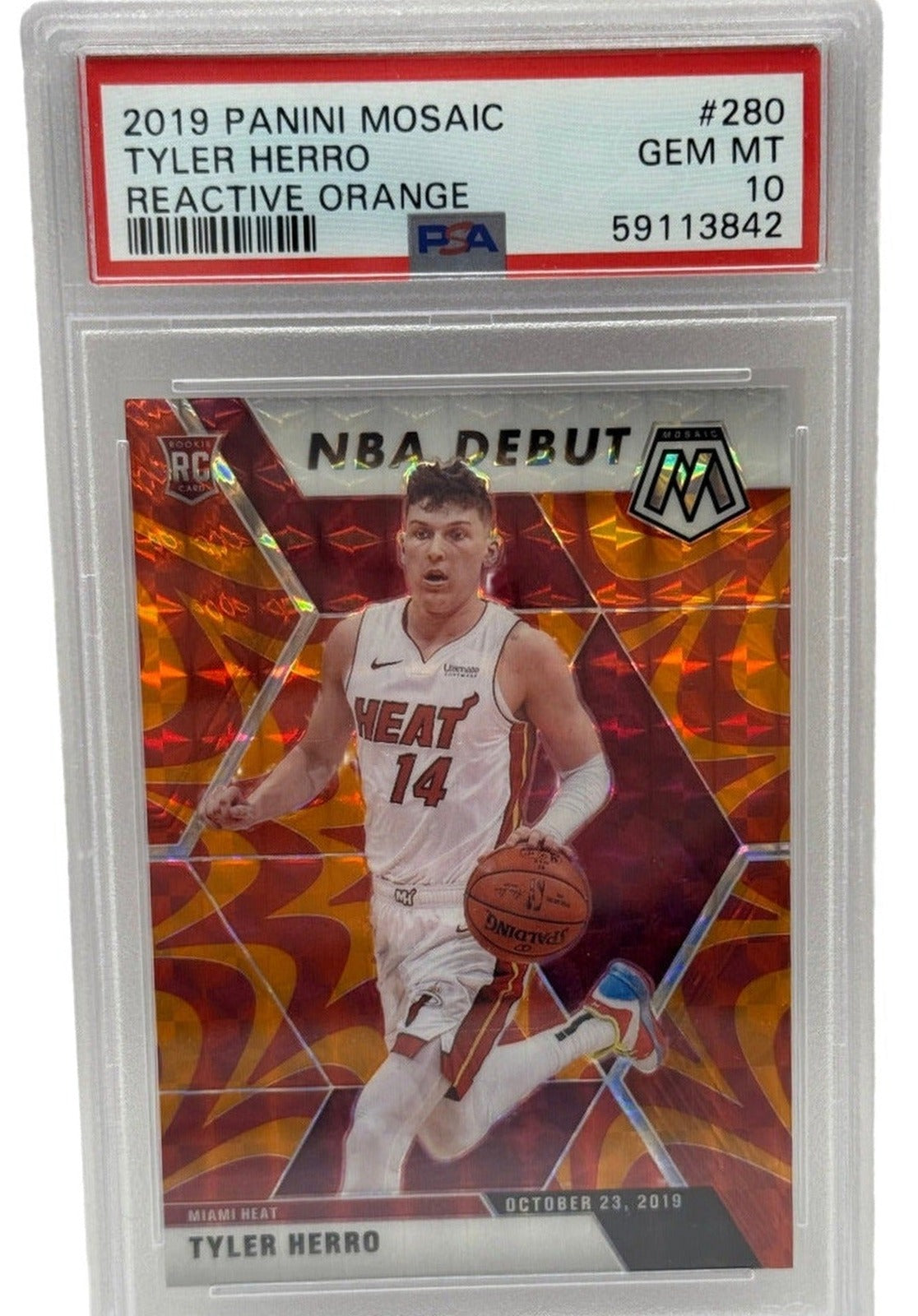 2019 Panini Mosaic Tyler Herro Reactive Orange Rookie Card #280 PSA 10 GEM MINT