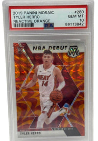 2019 Panini Mosaic Tyler Herro Reaktives Orange Rookie-Karte #280 PSA 10 GEM MINT