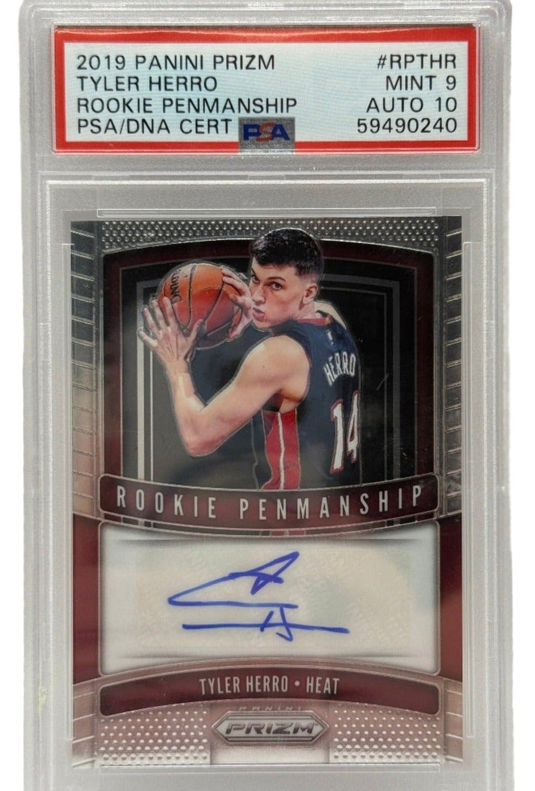 2019 Panini Prizm Tyler Herro Rookie Penmanship #RPTHR PSA 9 MINT & AUTO 10