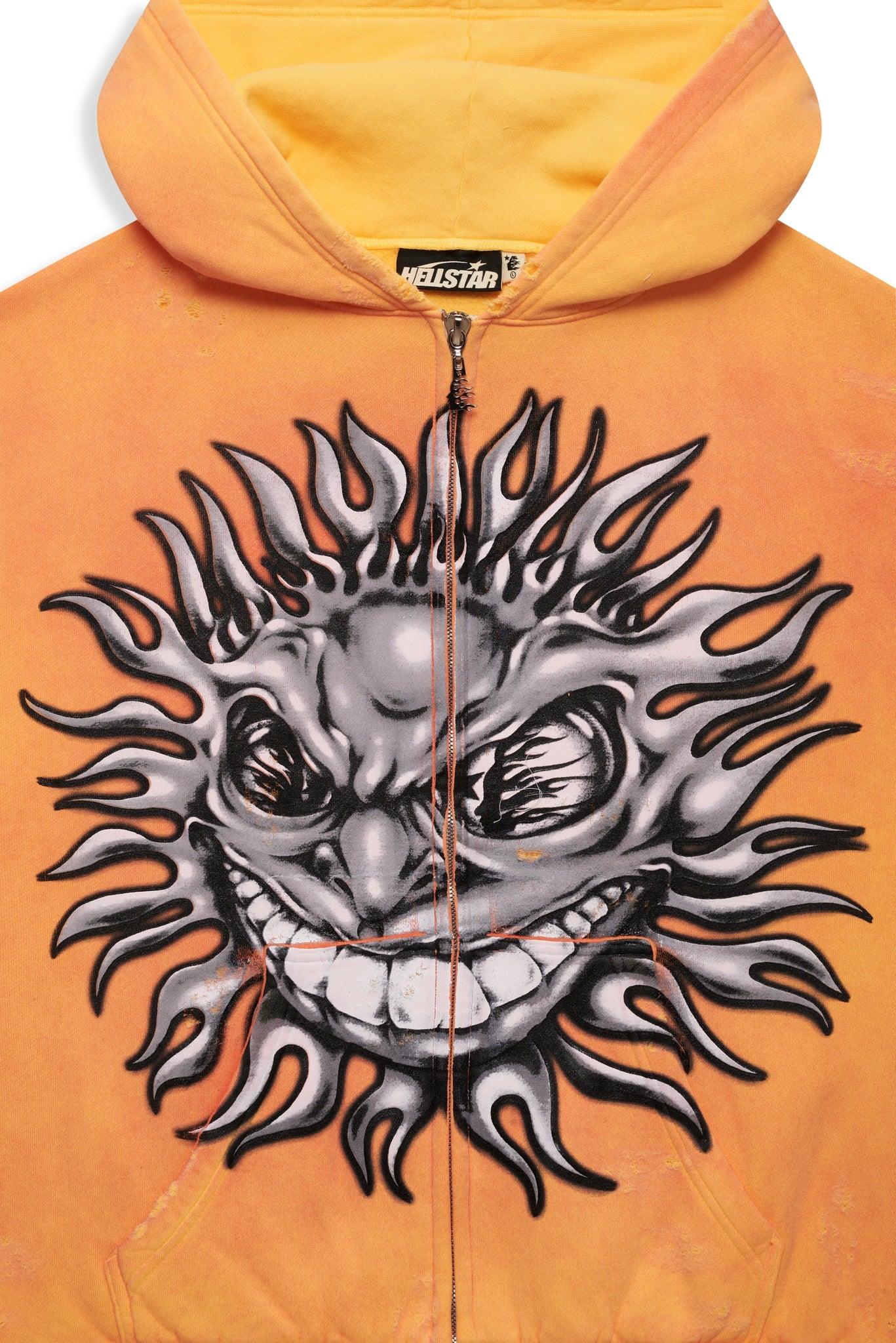 Hellstar Sun Zip-Up Hoodie Orange