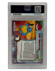 Trading card in a protective case with a visible PSA logo