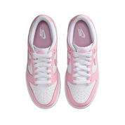 Pink and white sneakers with Nike logo on a white background