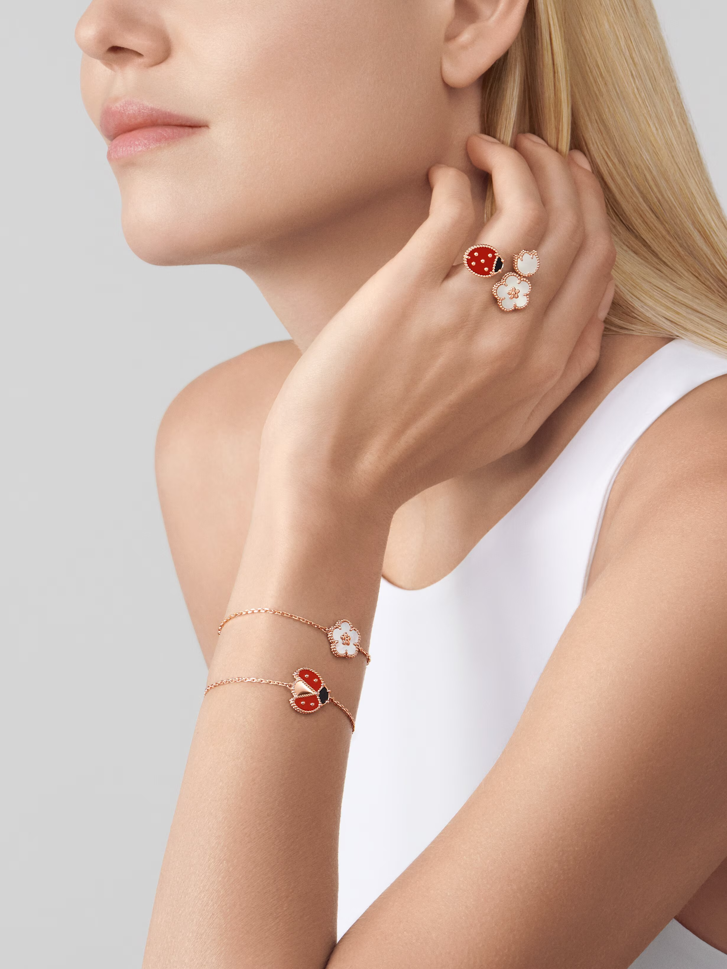 Van Cleef & Arpels Lucky Spring bracelet, plum blossom 18K rose gold, Mother-of-pearl