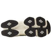 Close-up of a shoe sole with a brand logo on a white background