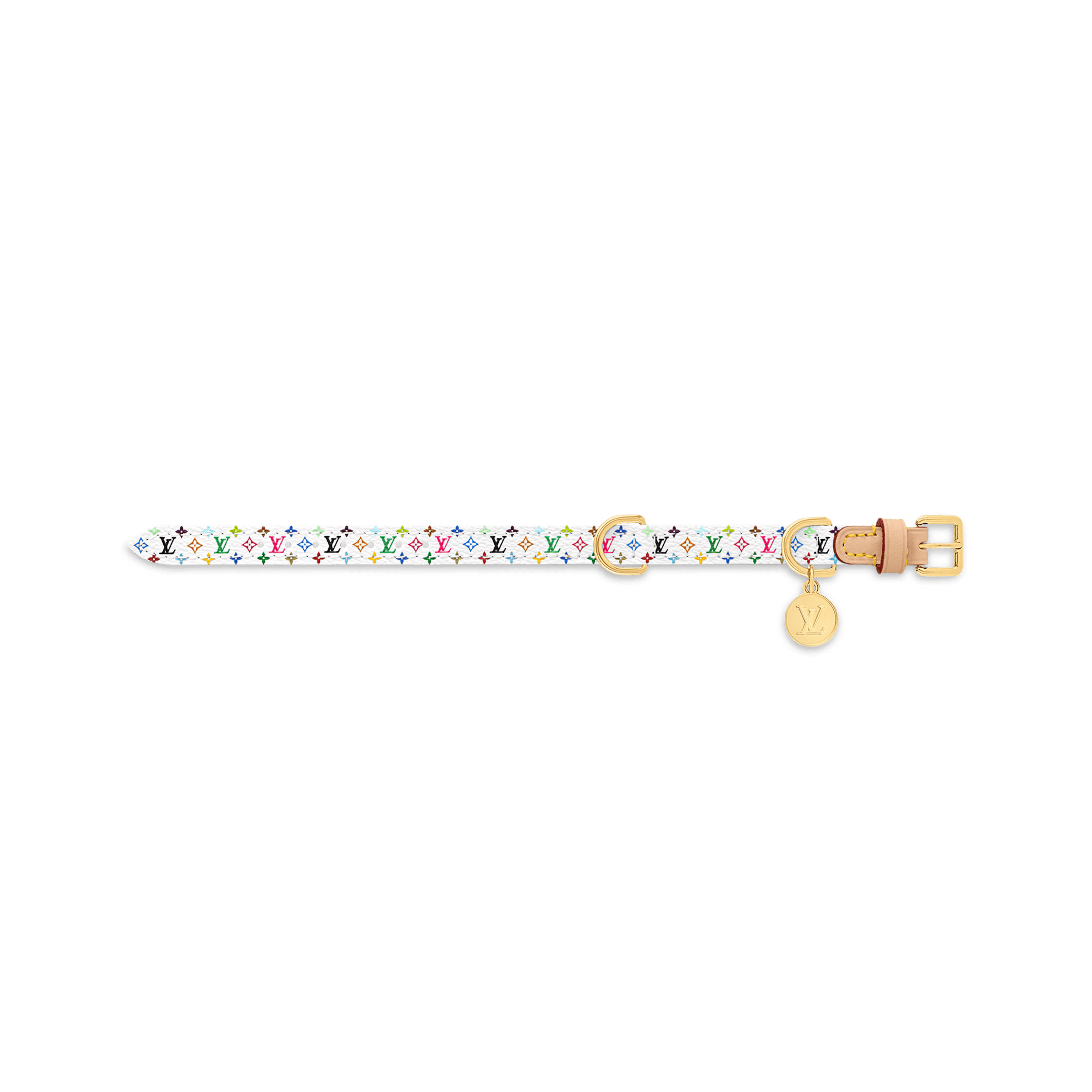 Louis Vuitton x Takashi Murakami Monogram Multicolor Dog Collar XS White Multicolored