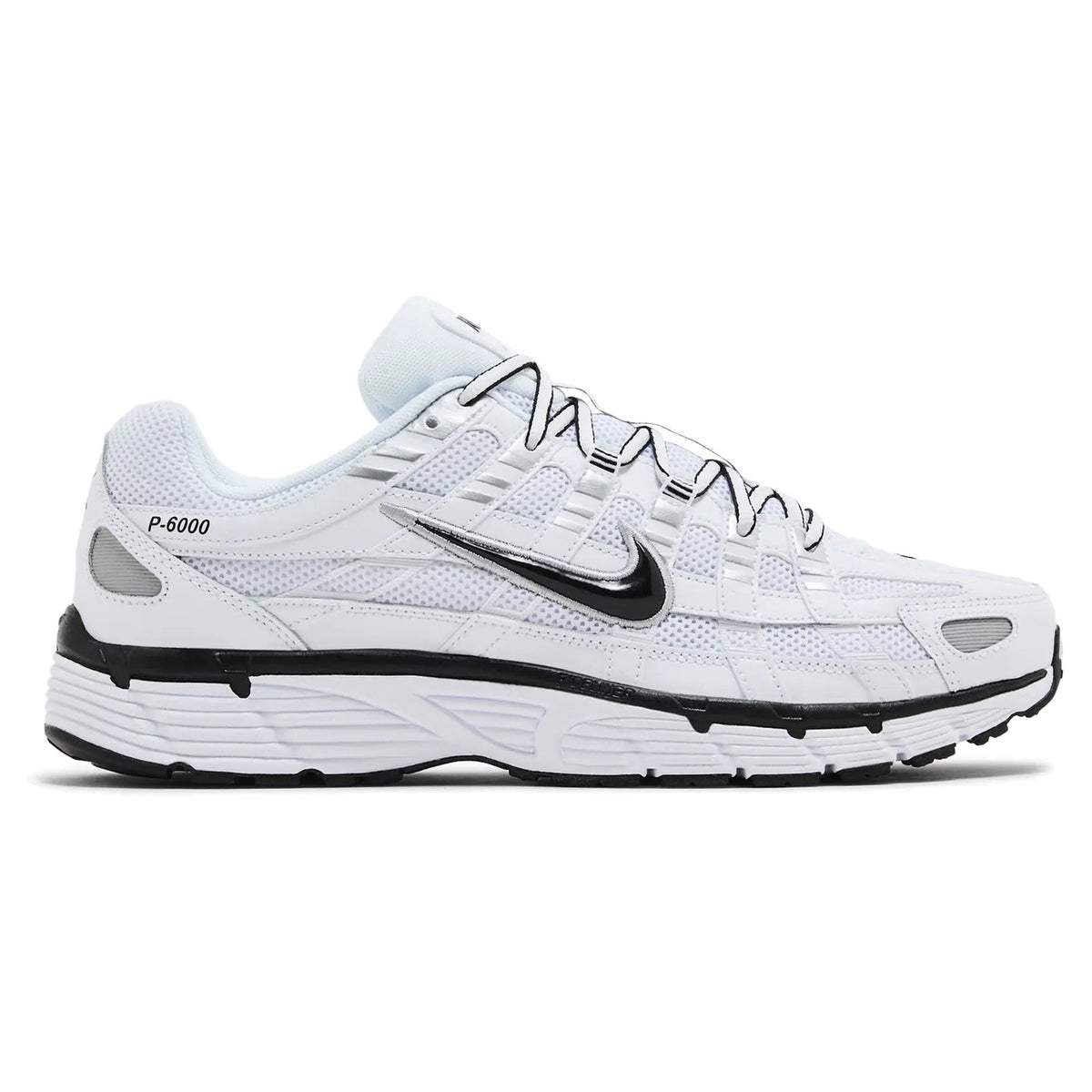 Nike P-6000 White Metallic Silver Black sneakers — style CD6404-107 — photo 1 of 5
