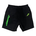 Psychworld Short en toile noire avec logo vert citron