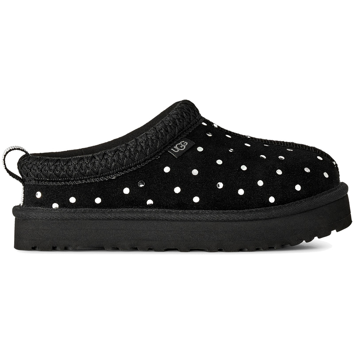 UGG Tazz Shiny Dots Slipper Black (Big Kids) — side profile