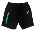 Psychworld Black Canvas Shorts Lime Green Logo